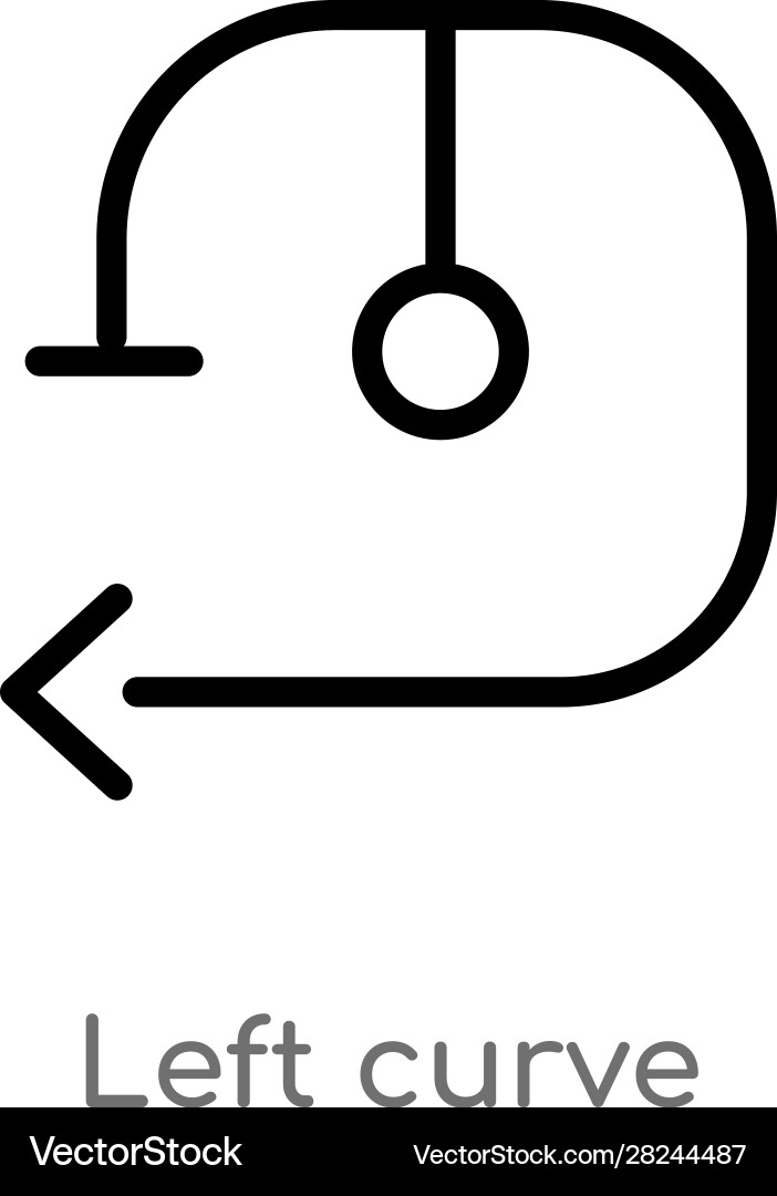 Outline left curve icon isolated black simple vector image