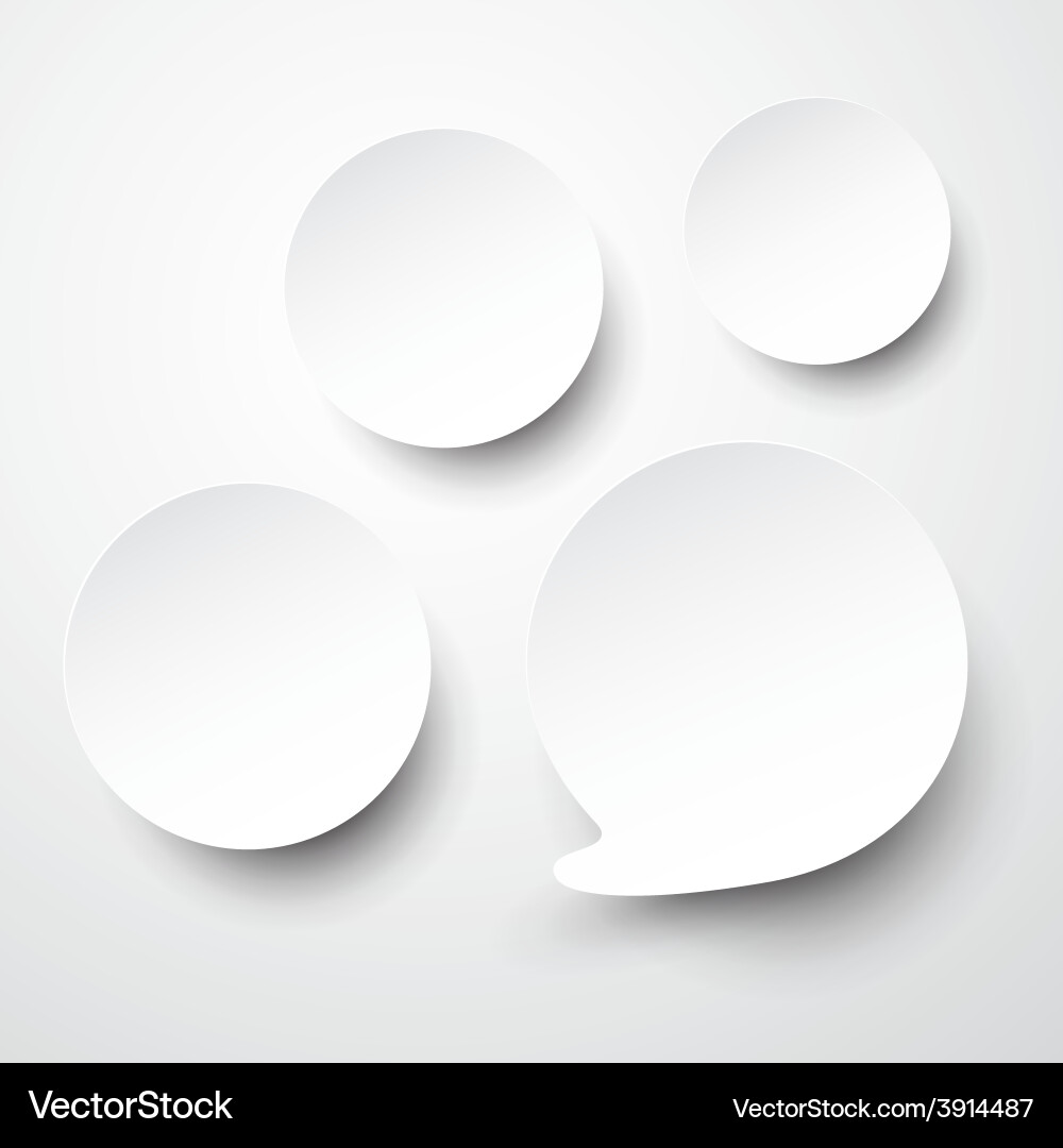 Paper white round speech bubbles Royalty Free Vector Image