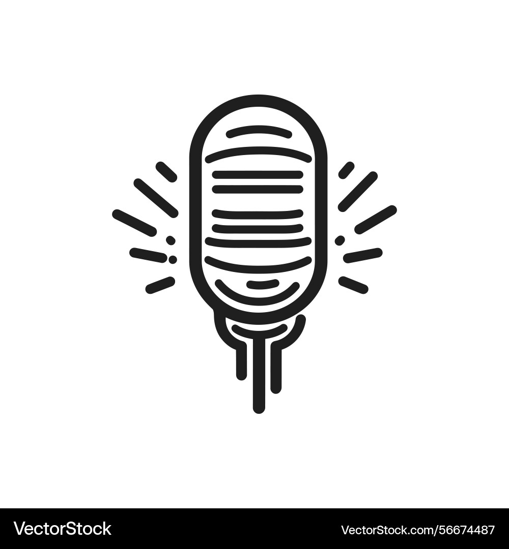 Retro microphone outline icon design with a shiny Vector Image