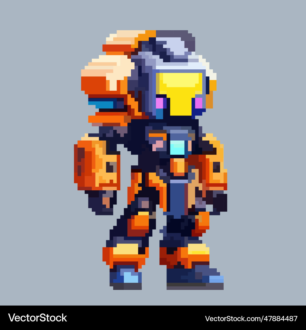 Robot pixel art character for 8 bit game scenery Robot pixel art character for 8 bit game scenery vector image
