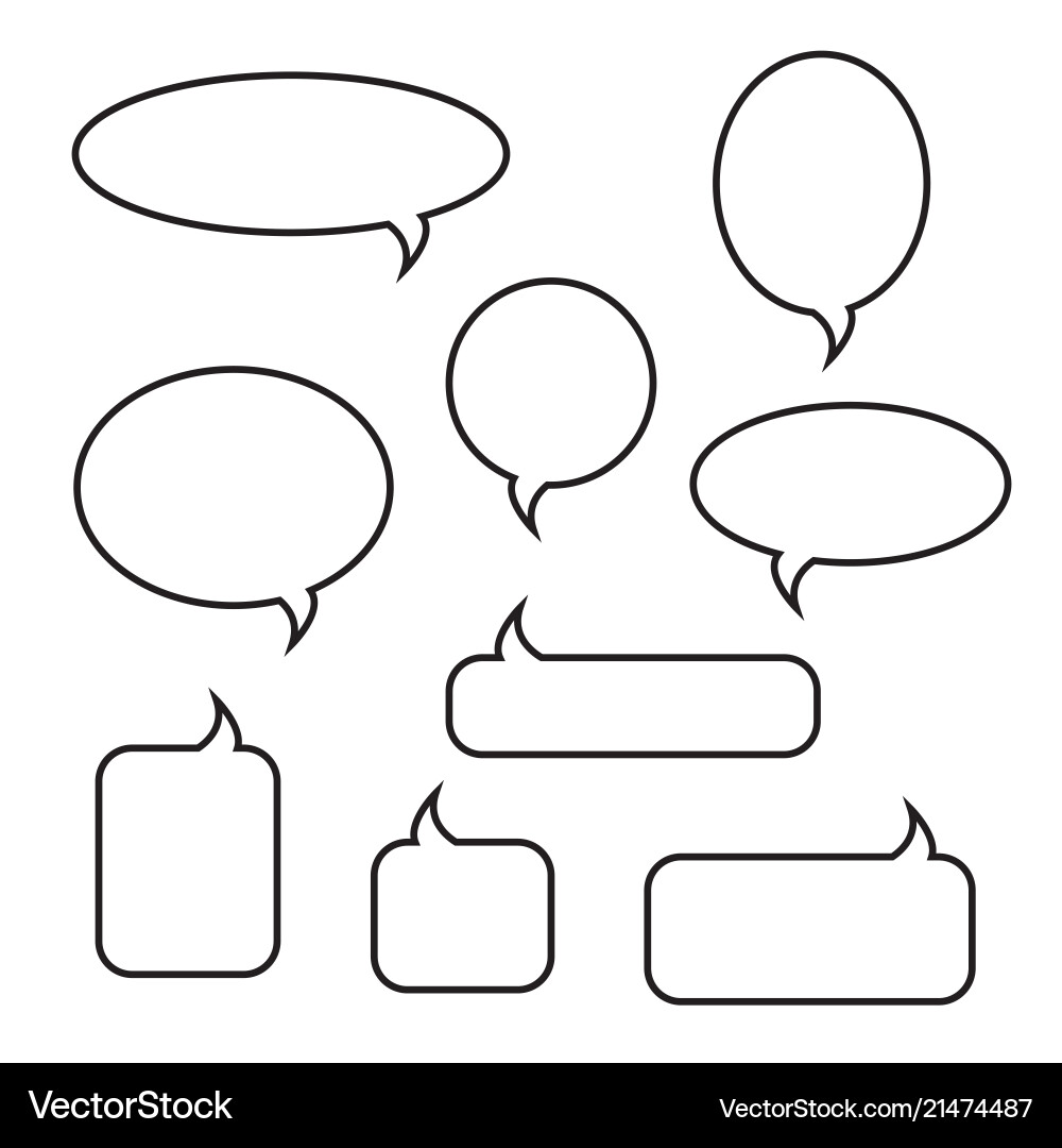 Rounded speech bubbles linear icons set Rounded speech bubbles linear icons set vector image