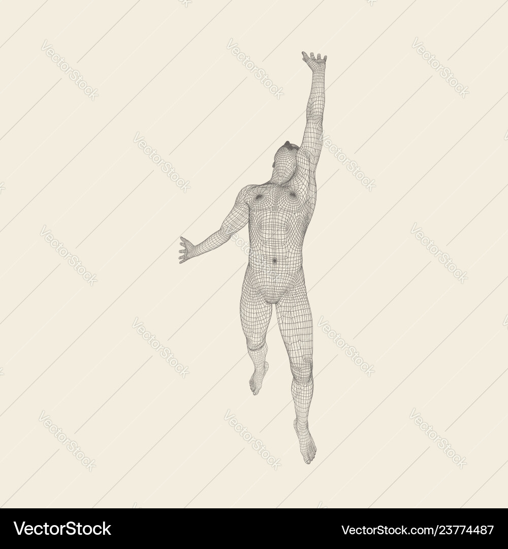 Running Man with Raised Arm - 3D Model Vector Image