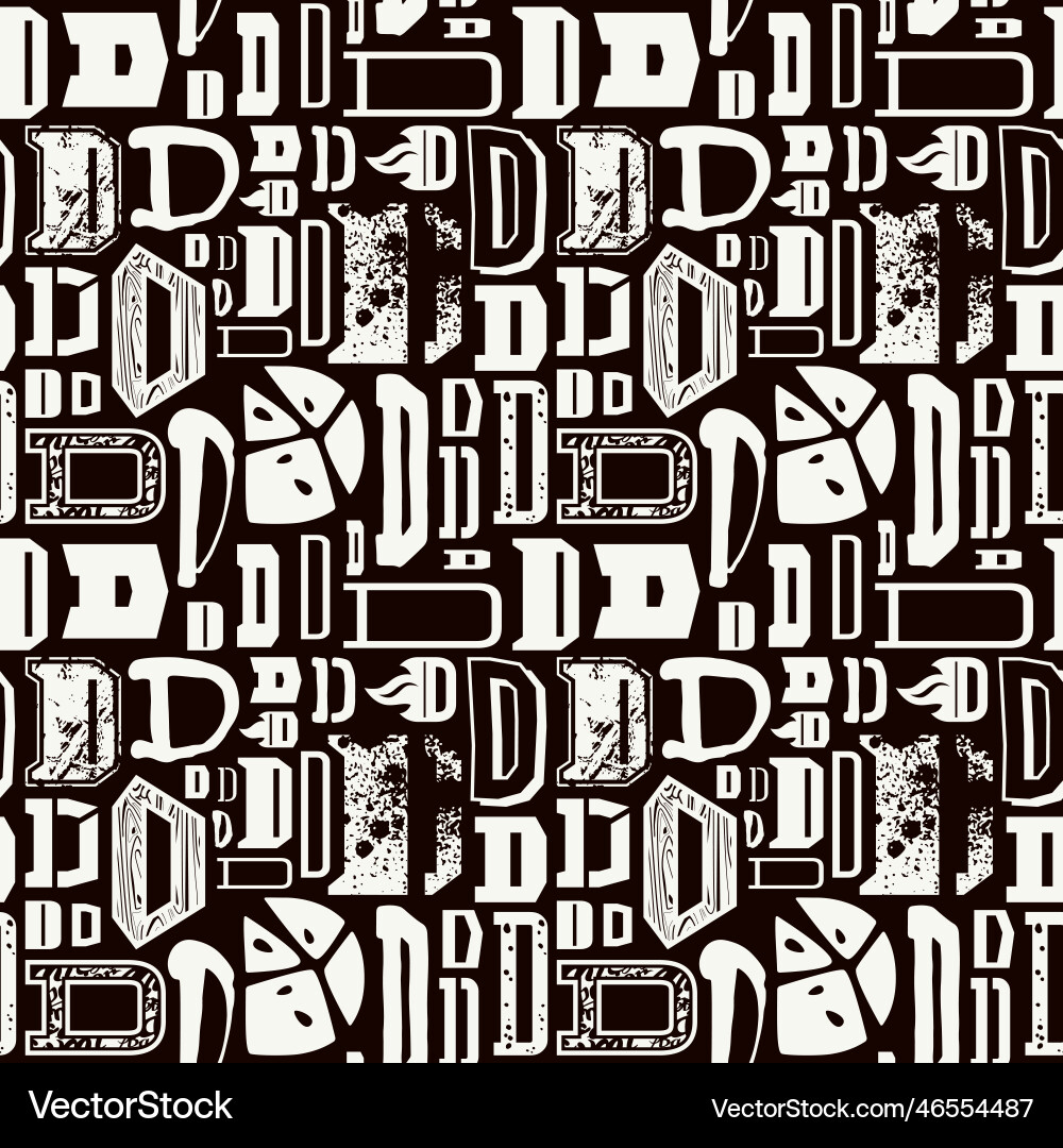 Seamless pattern with letters d in typographic vector image