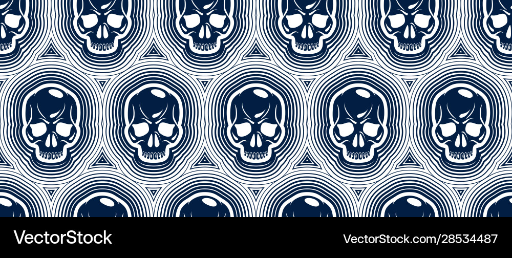 Seamless skulls background pattern with crazy Seamless skulls background pattern with crazy vector image
