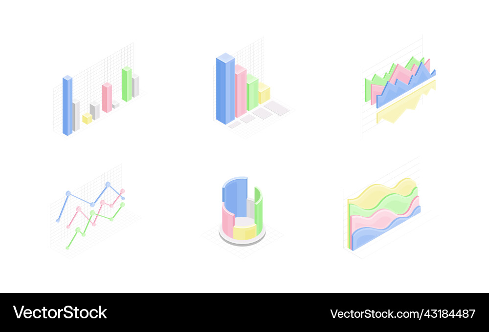 Set of business data graphs financial Set of business data graphs financial vector image