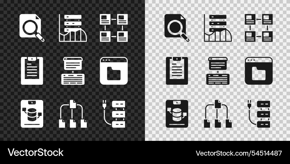 Set search concept with folder server data web Set search concept with folder server data web vector image