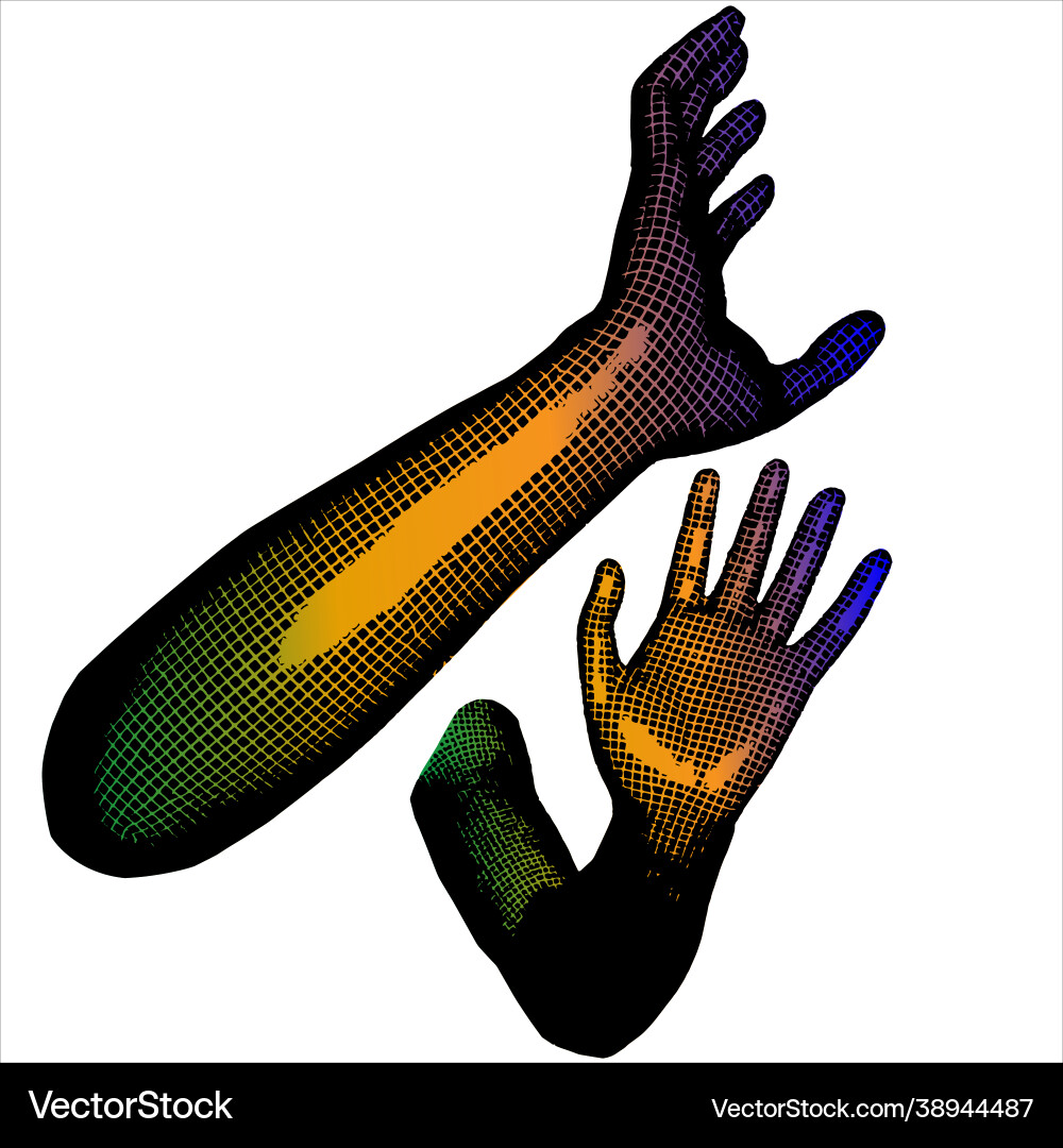 Supporting hands 3d grid color Supporting hands 3d grid color Vector Image