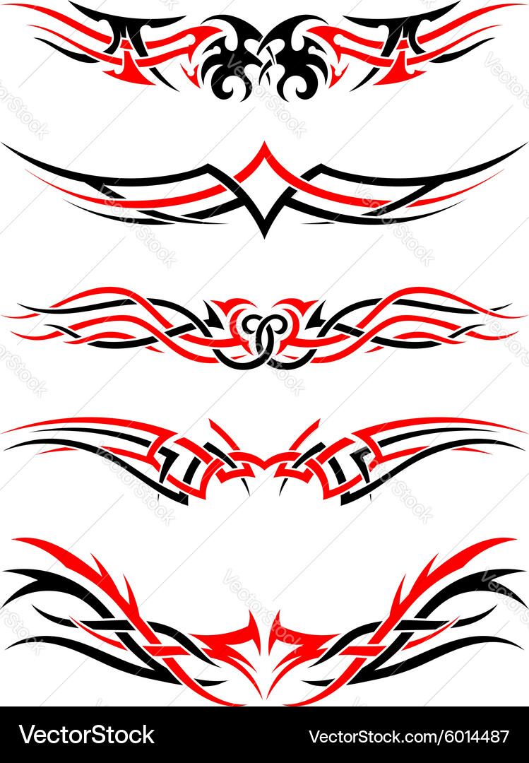 Tribal Tattoos - Red & Black Vector Image