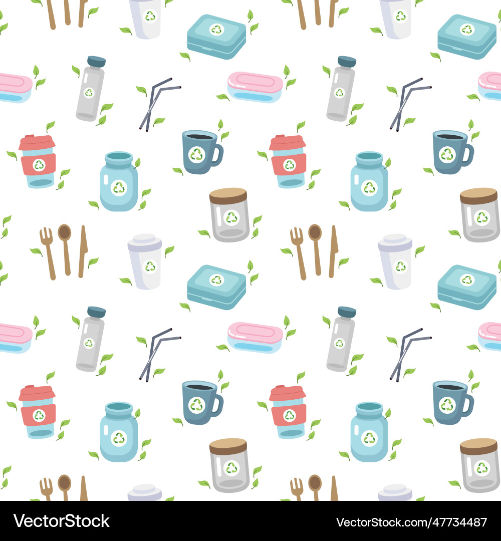 Zero waste concept seamless pattern with different Zero waste concept seamless pattern with different Vector Image