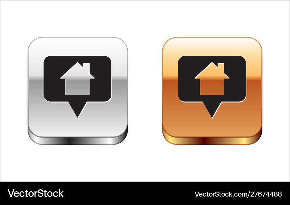 Black map pointer with house icon isolated Black map pointer with house icon isolated Vector Image