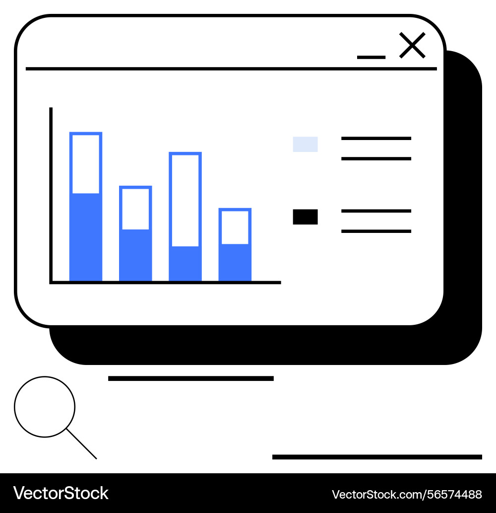 Data dashboard with bar graph and analytical Data dashboard with bar graph and analytical vector image