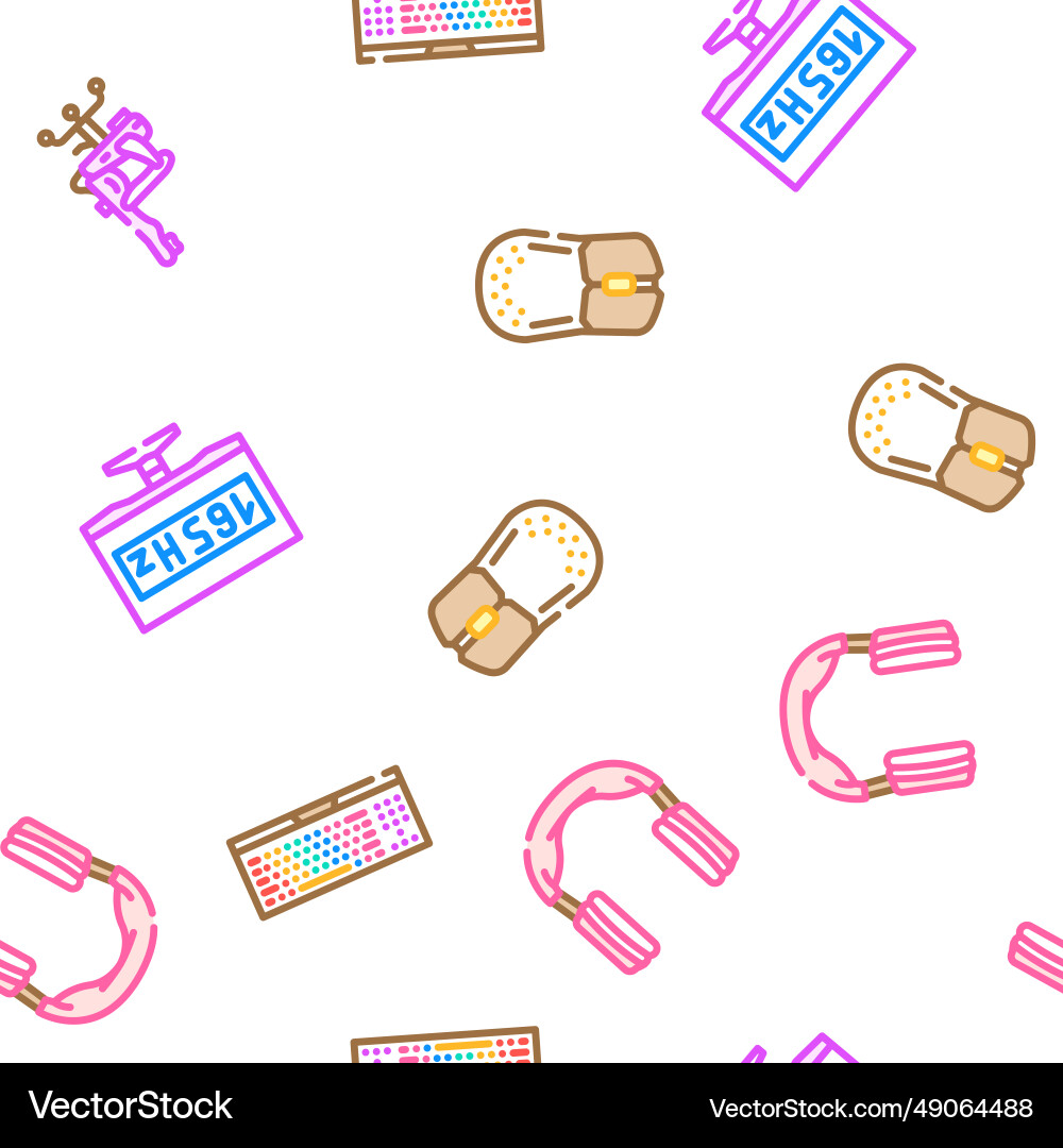 Game pc computer gaming seamless pattern Game pc computer gaming seamless pattern vector image
