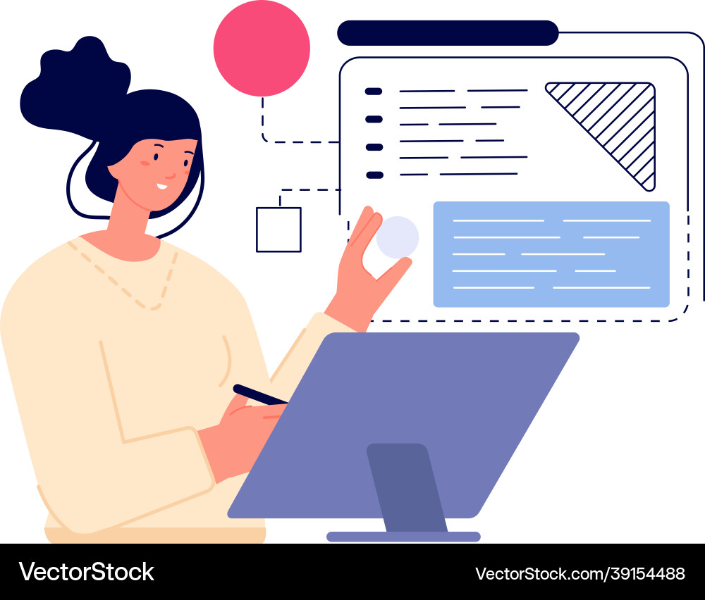 Girl Programmer - Web Development vector image