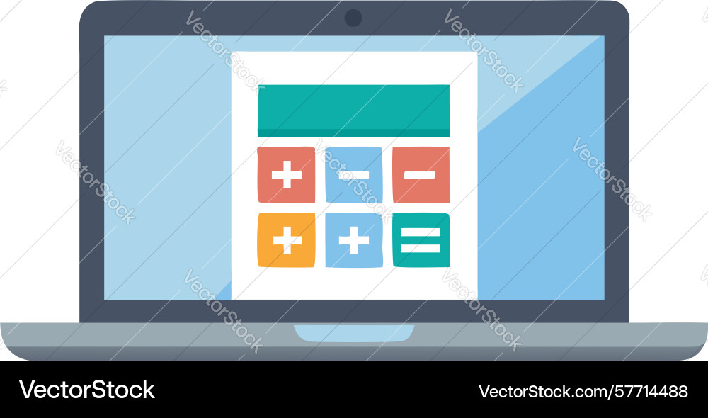 Laptop with calculator mathematical operations Vector Image