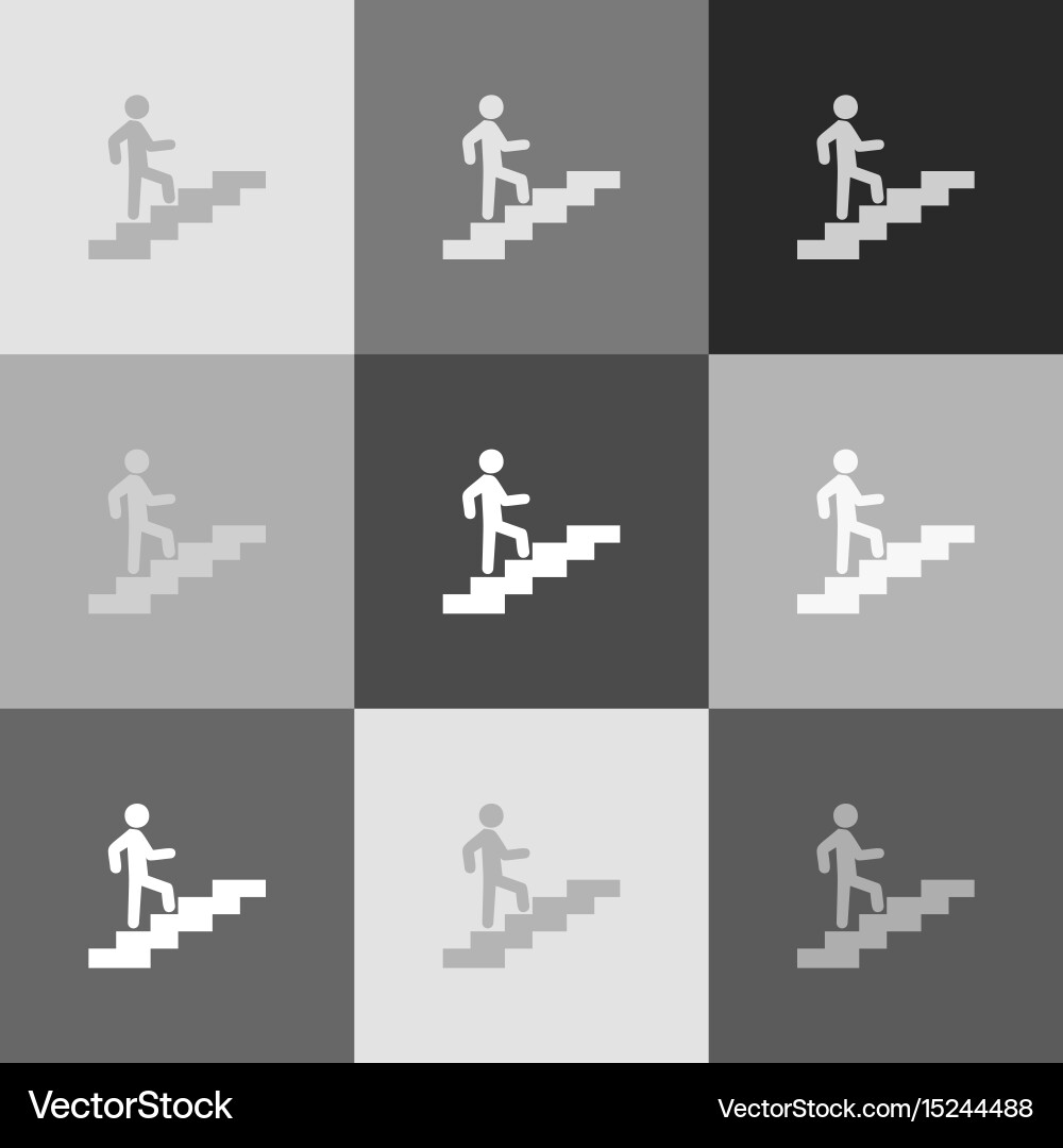 Man on stairs going up grayscale version Vector Image