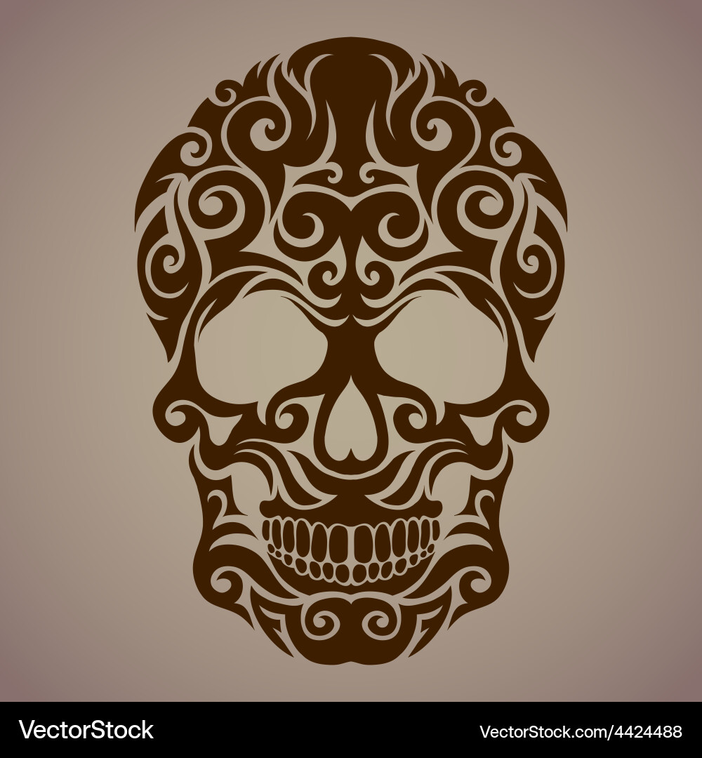 Ornate Skull Motif Vector Image