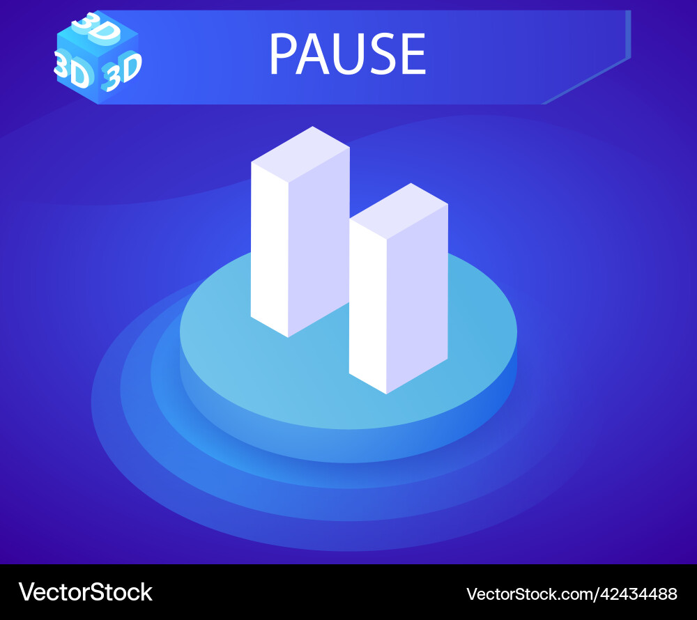 Pause isometric design icon web 3d colorful Pause isometric design icon web 3d colorful vector image