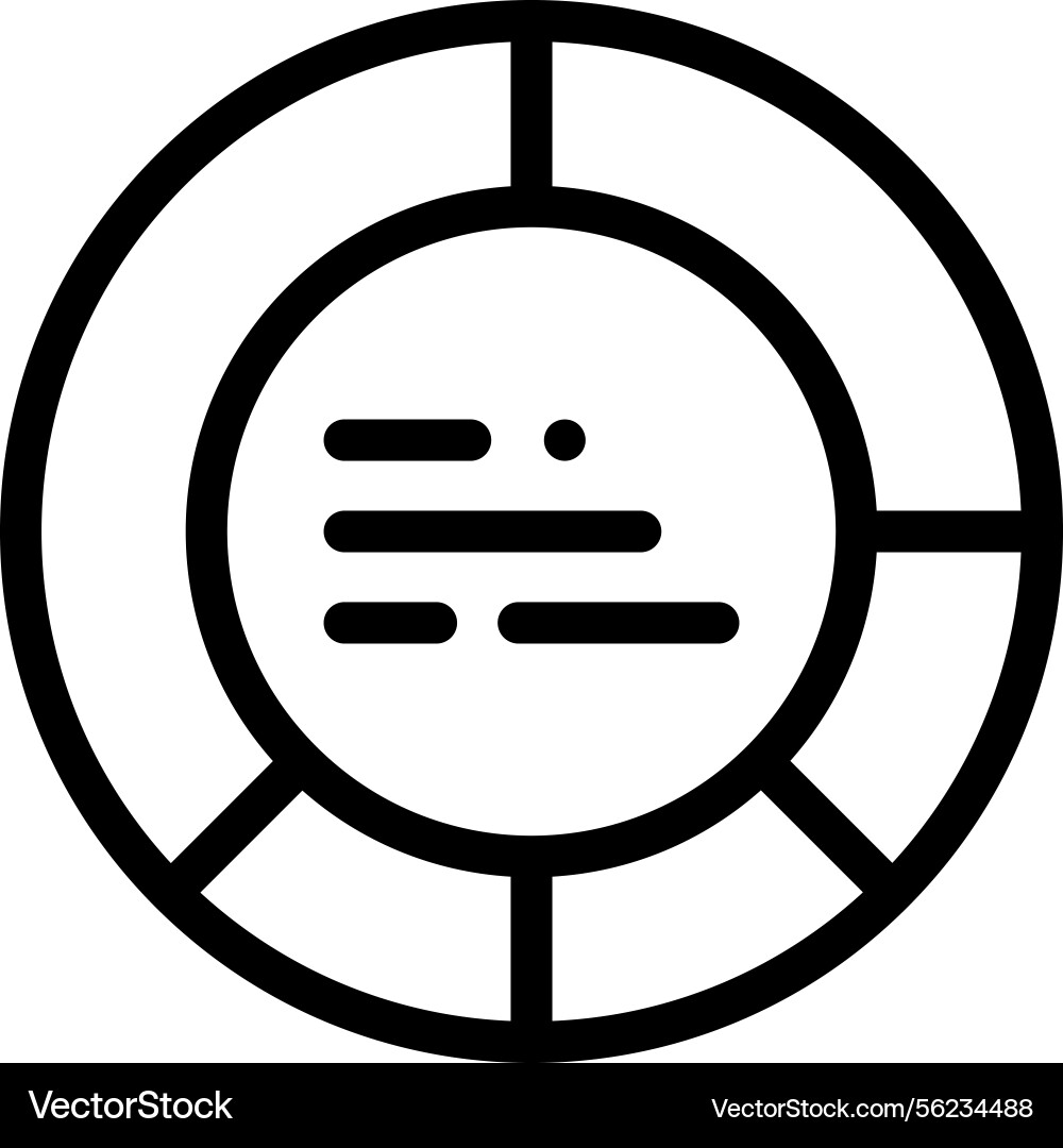 Pie chart icon thin linear style design isolated Vector Image