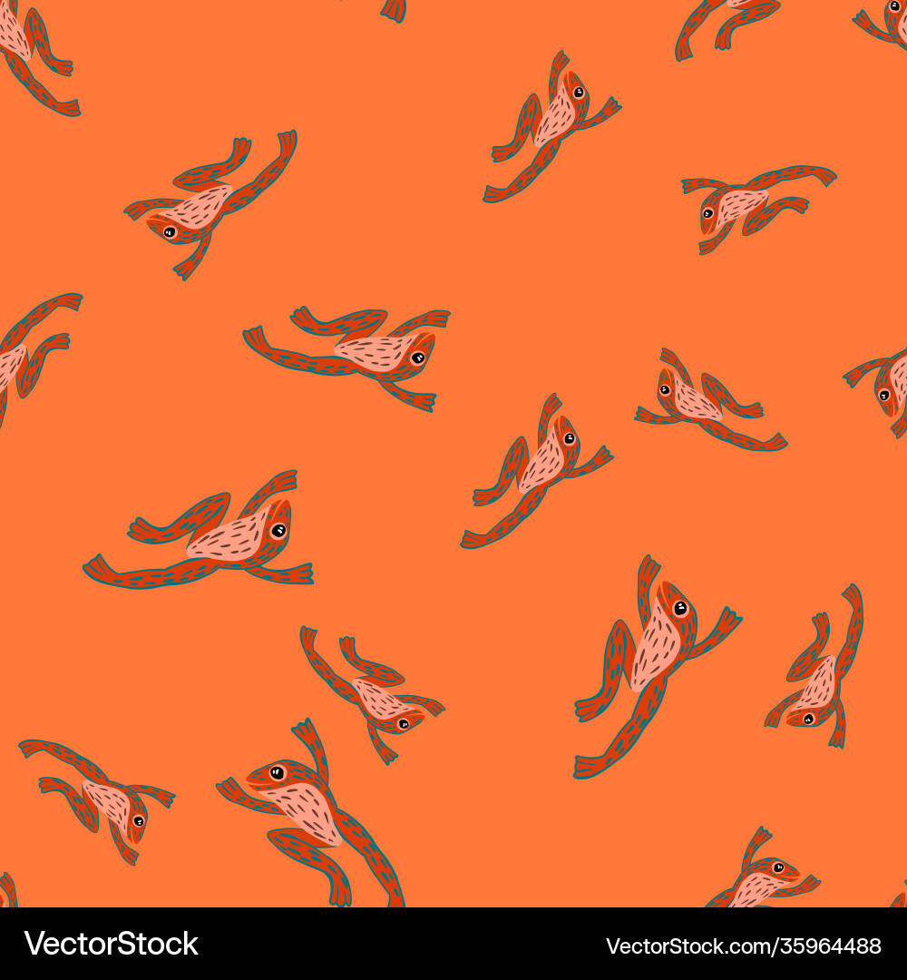 Random seamless nature wild zoo pattern with frog Random seamless nature wild zoo pattern with frog vector image