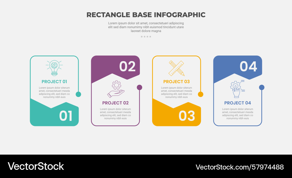 Rectangle shape infographic outline style with 4 Vector Image