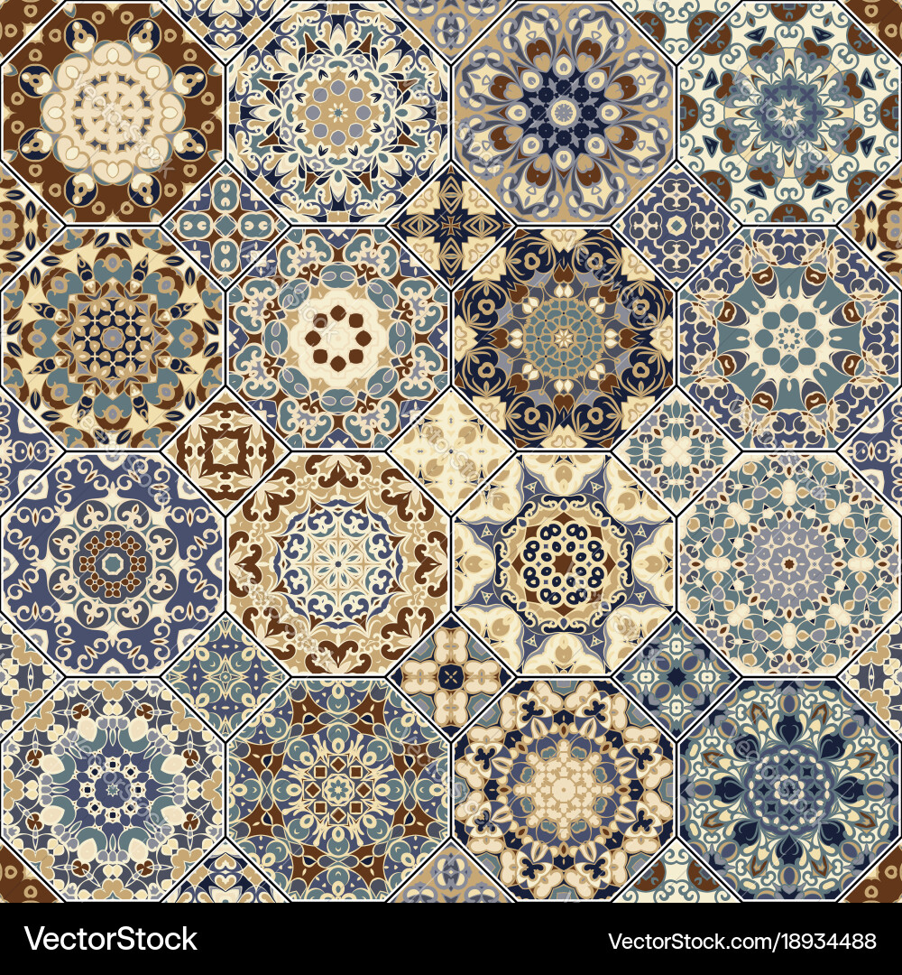 Set of octagonal and square patterns vector image