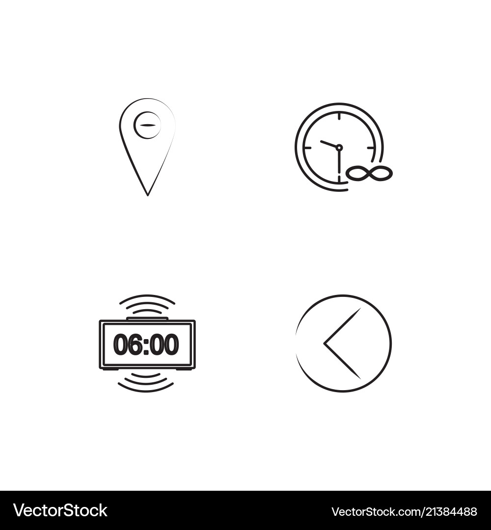 Time linear icons set simple outline vector image