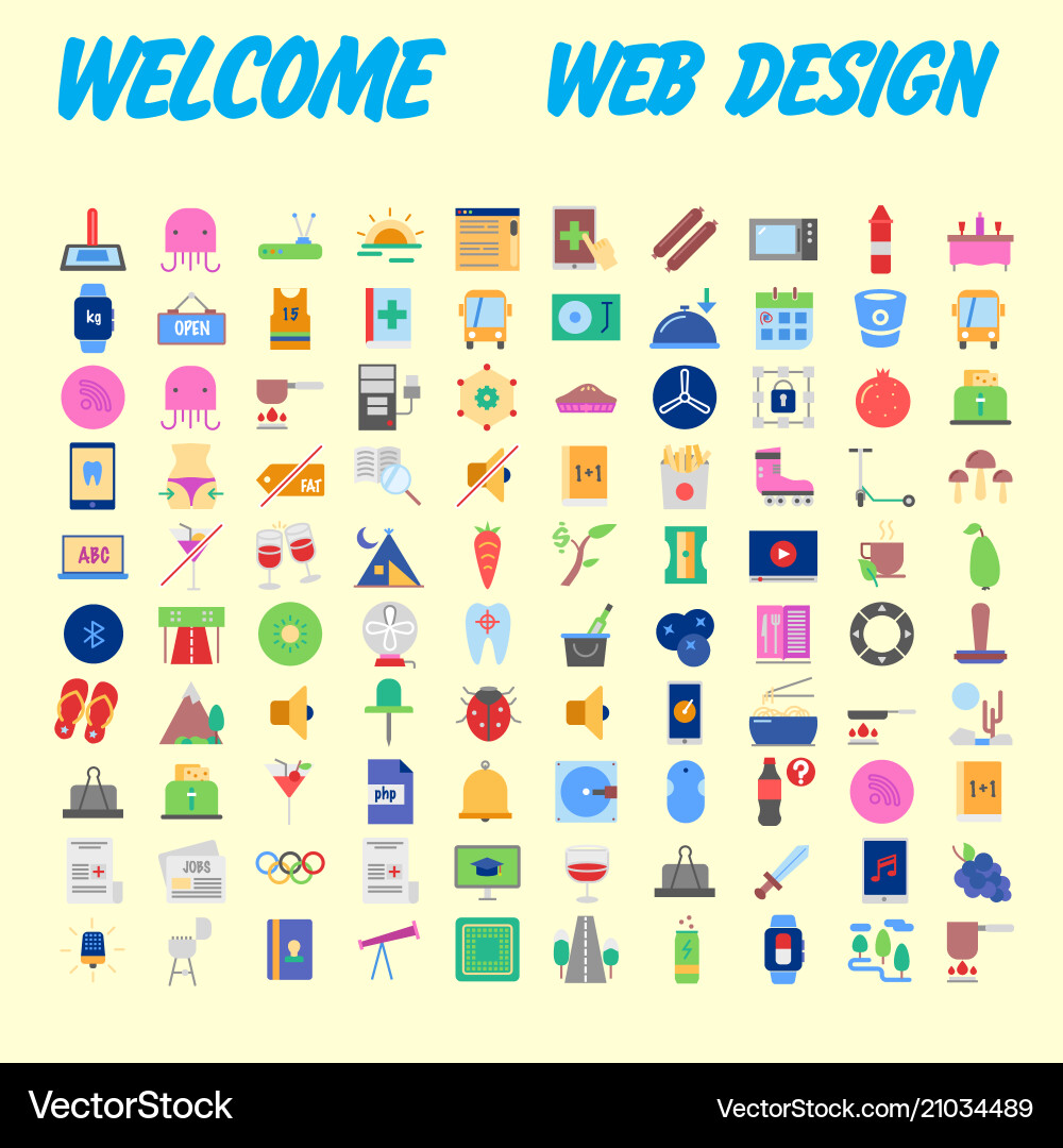 100 icon set trendy thin and simple icons for web 100 icon set trendy thin and simple icons for web vector image