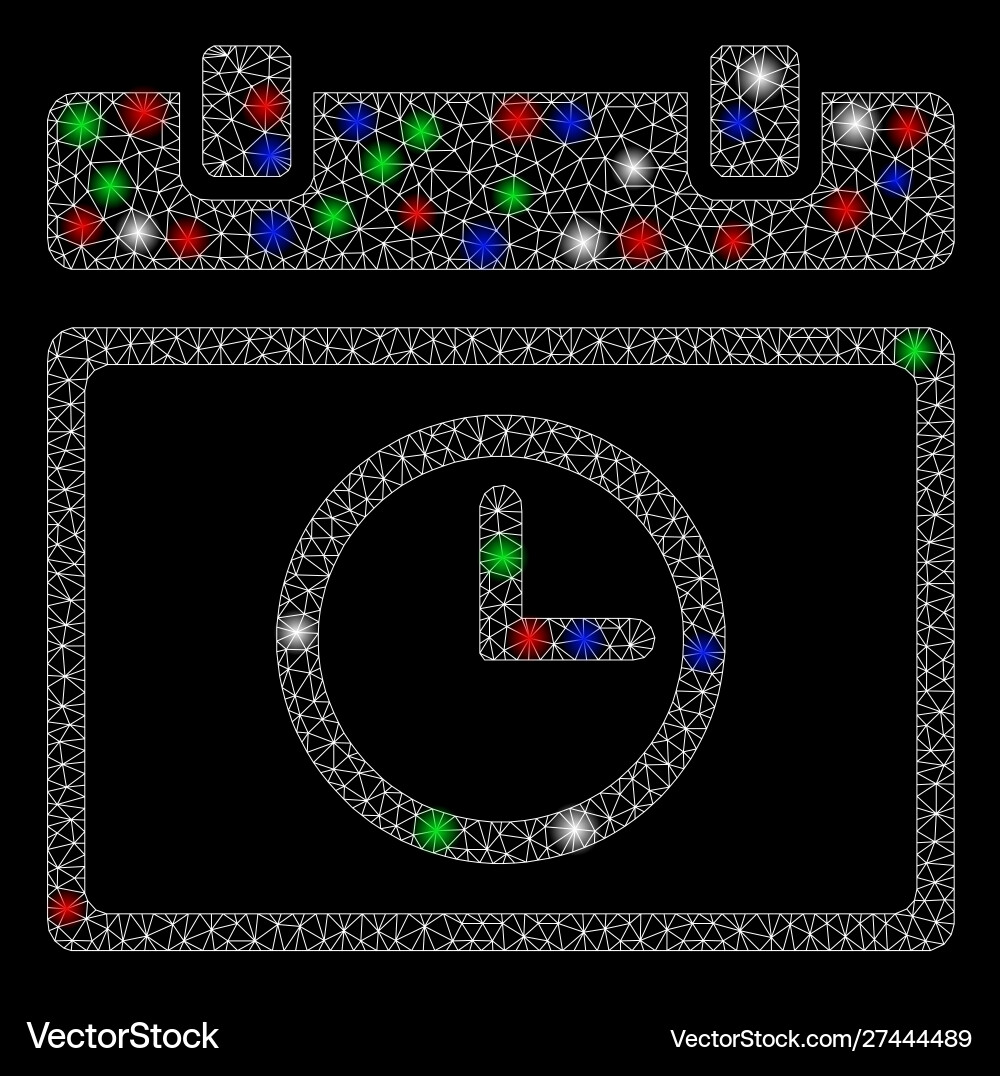 Bright mesh network date time with flash spots Bright mesh network date time with flash spots vector image