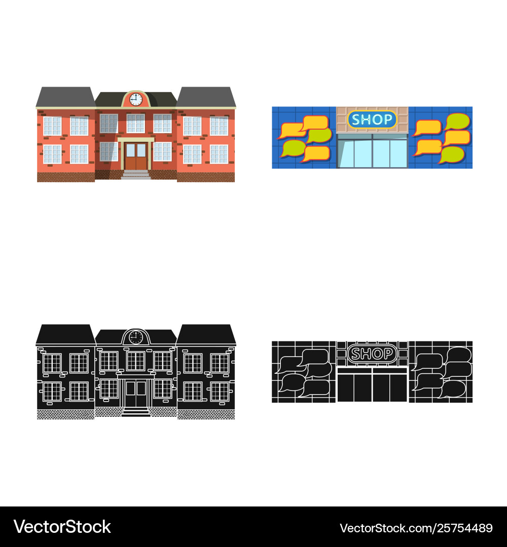 Building and front sign Vector Image