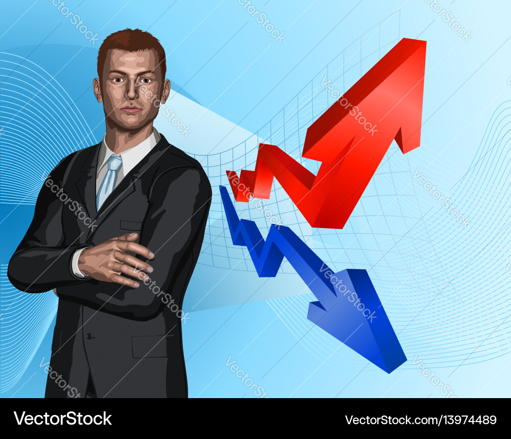 Businessman with Arrow Graph vector image