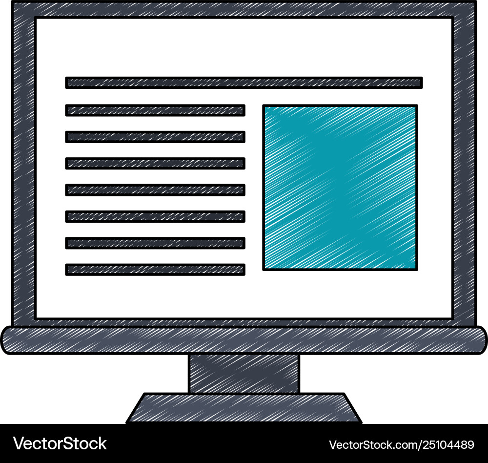 Computer screen technology scribble vector image