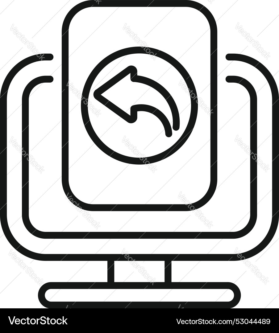 Computer showing back arrow icon for website Computer showing back arrow icon for website vector image