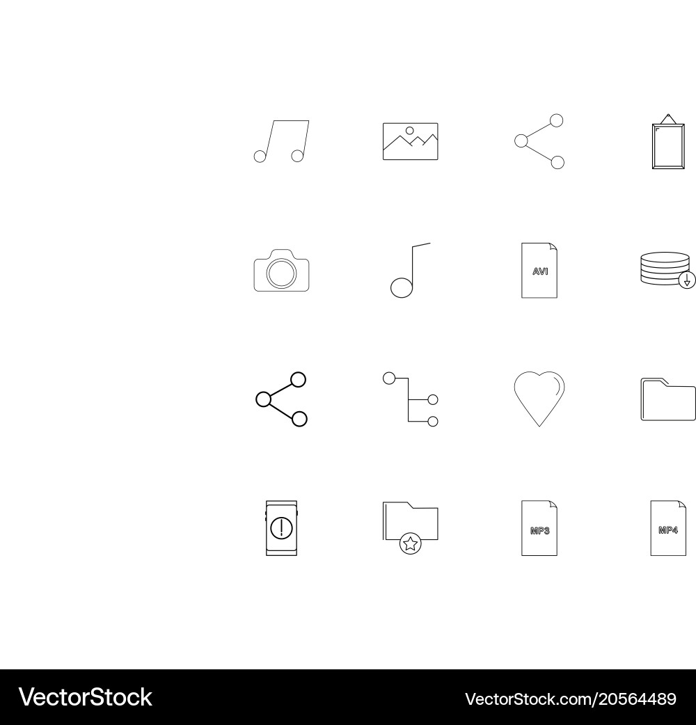 Files and folders sign simple linear icons set vector image