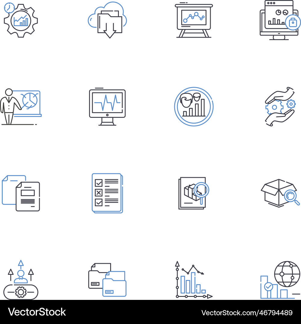 History algorithms line icons collection History algorithms line icons collection vector image