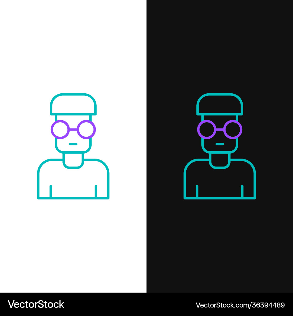 Line nerd geek icon isolated on white and black Line nerd geek icon isolated on white and black vector image