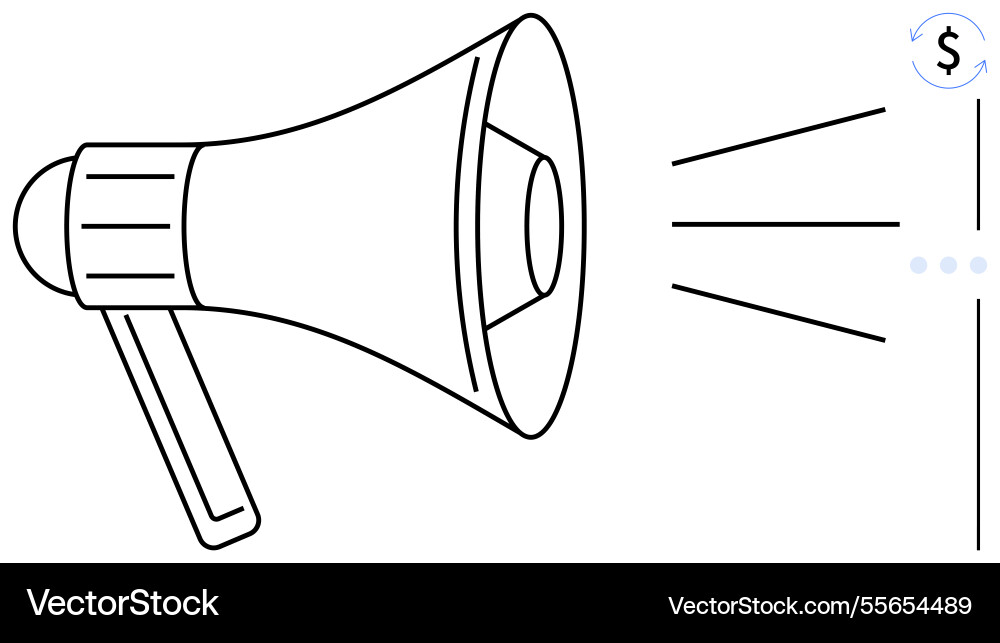 Megaphone amplifying message with sound waves Megaphone amplifying message with sound waves vector image