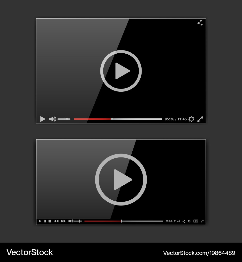 Modern video frame player interface mokup vector image