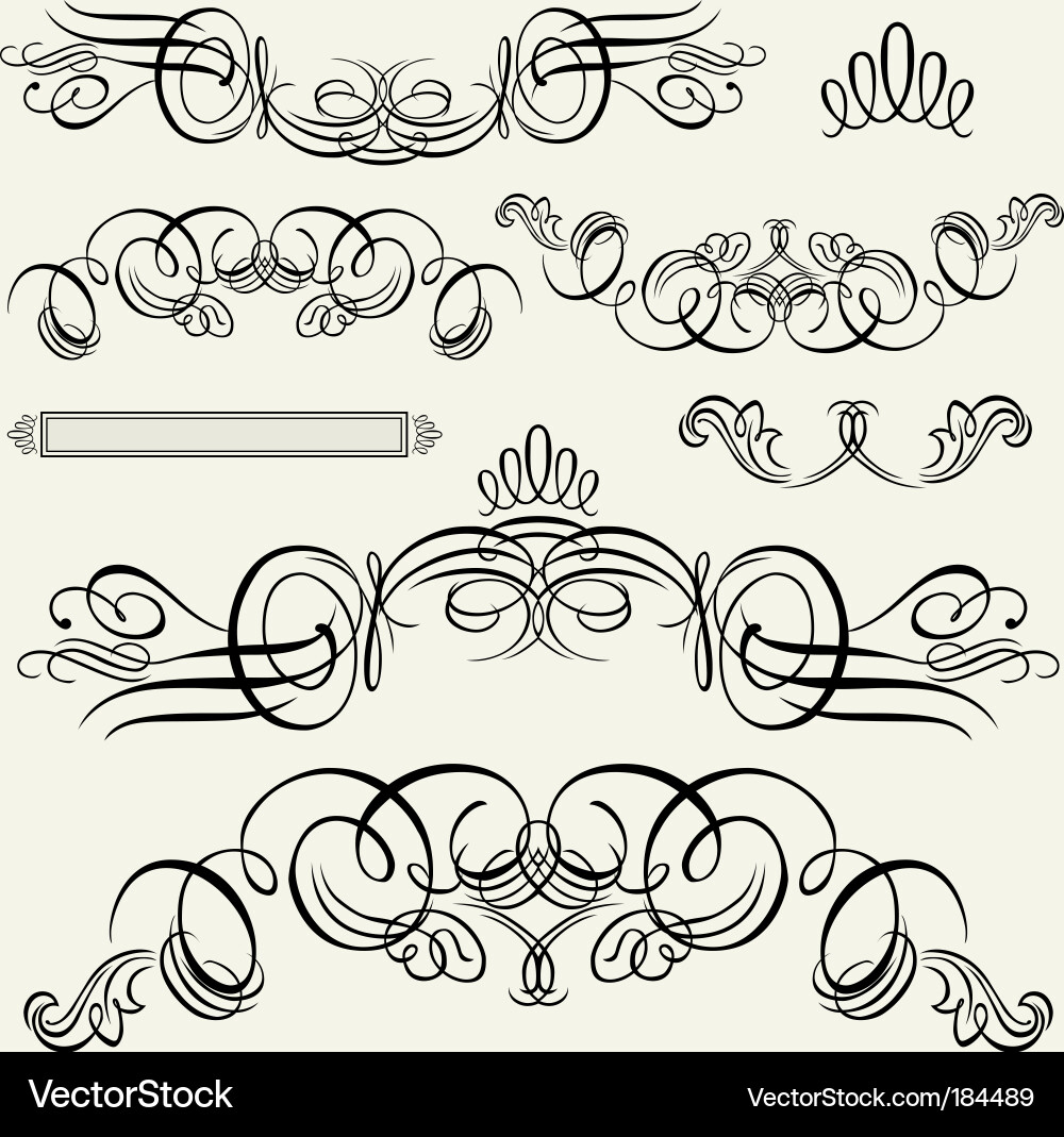 Ornate Scroll Border Set vector image