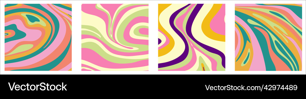 Psychedelic Wave Background Set Vector Image
