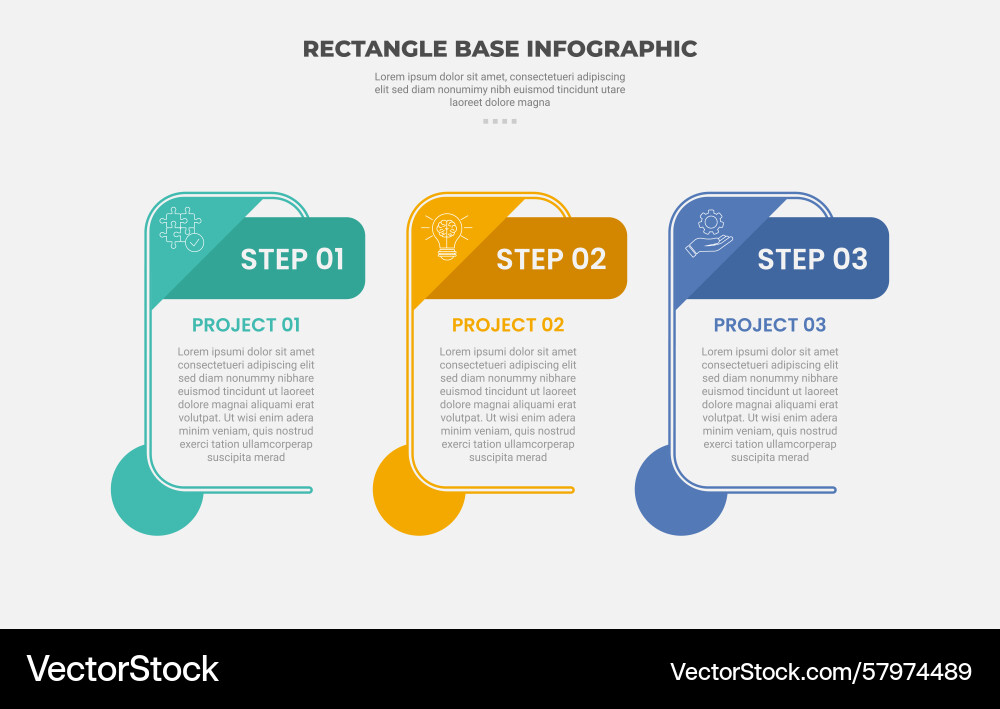 Rectangle shape infographic outline style with 3 Vector Image