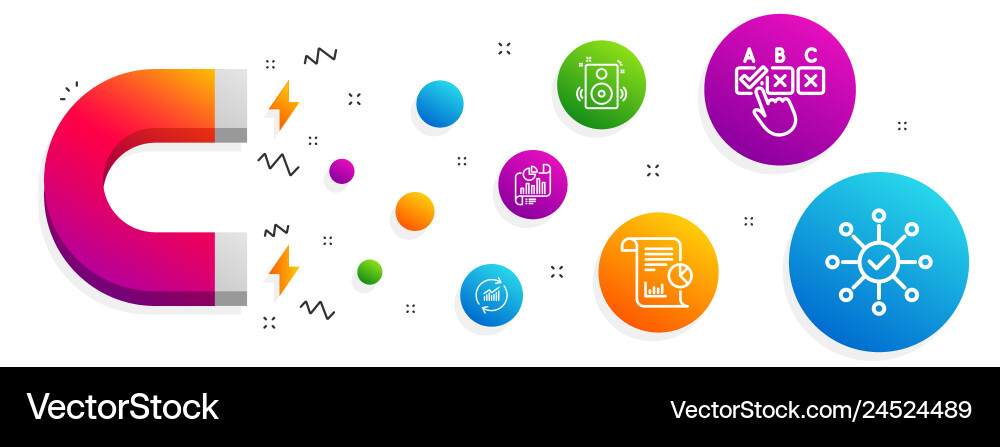 Report correct checkbox and speakers icons set Report correct checkbox and speakers icons set vector image