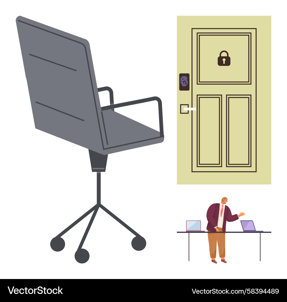 Secure Office Workspace with Electronic Lock Vector Image