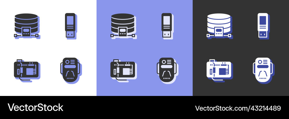 Set artificial intelligence robot cloud database Set artificial intelligence robot cloud database vector image