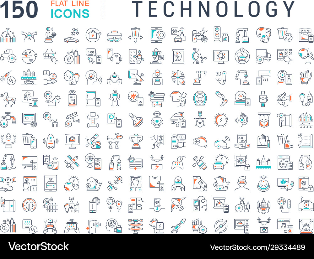 Set line icons technology Set line icons technology vector image