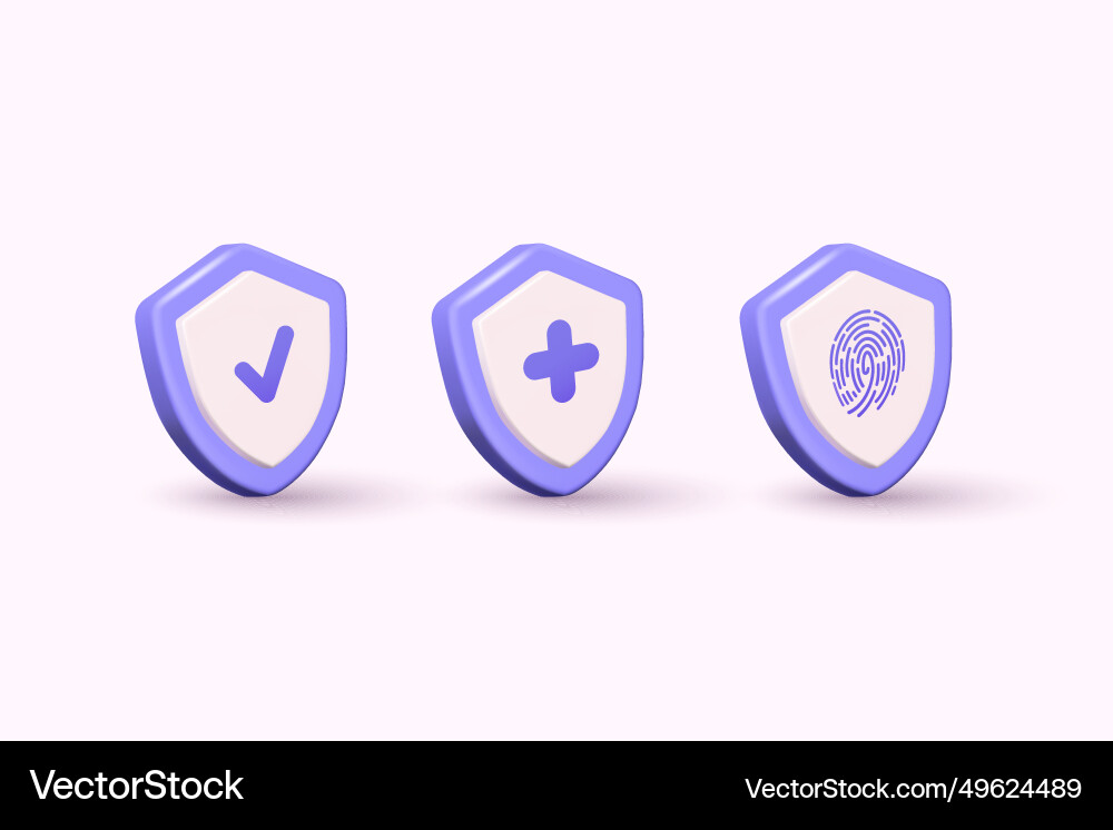 Shield with check mark cross and finger print Vector Image
