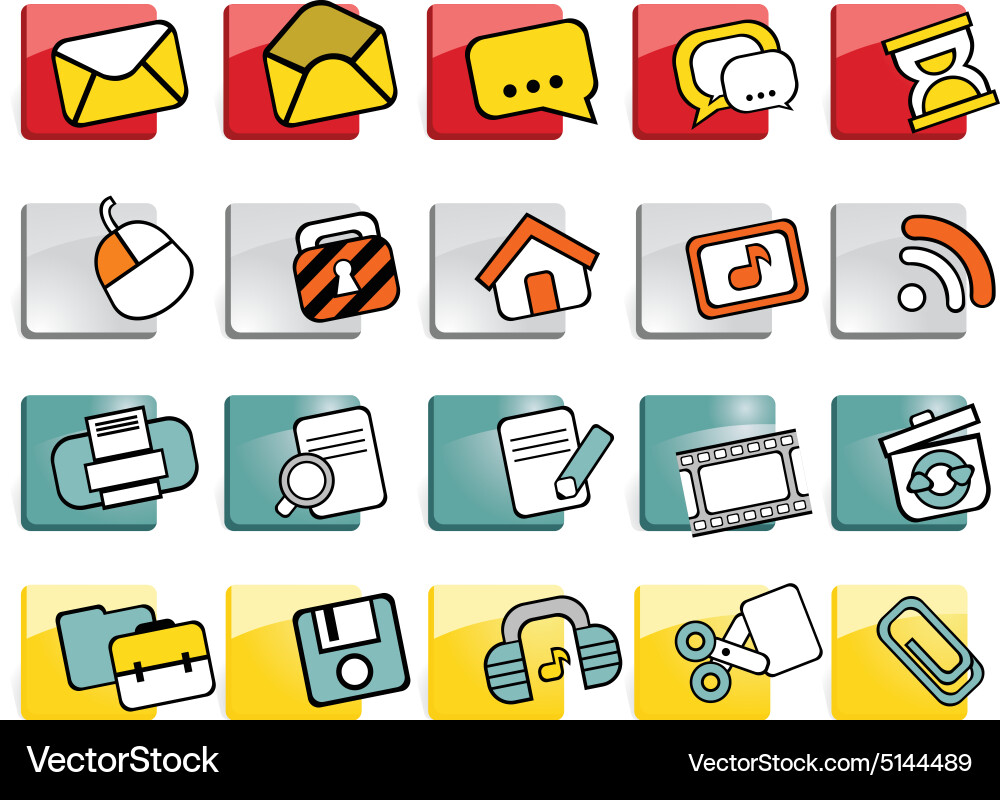 Web buttons with icons Vector Image