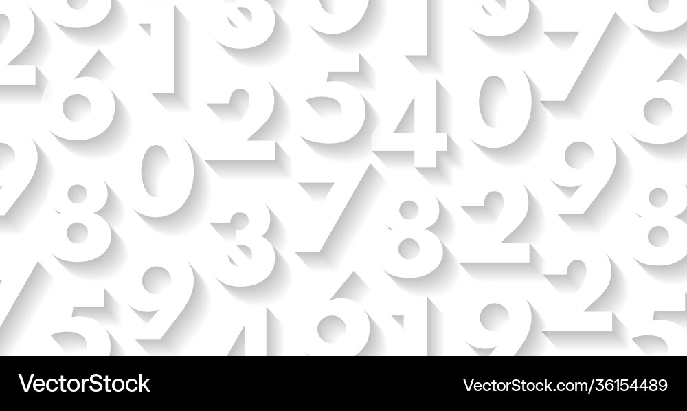 White pattern with 3d numbers on it play White pattern with 3d numbers on it play vector image