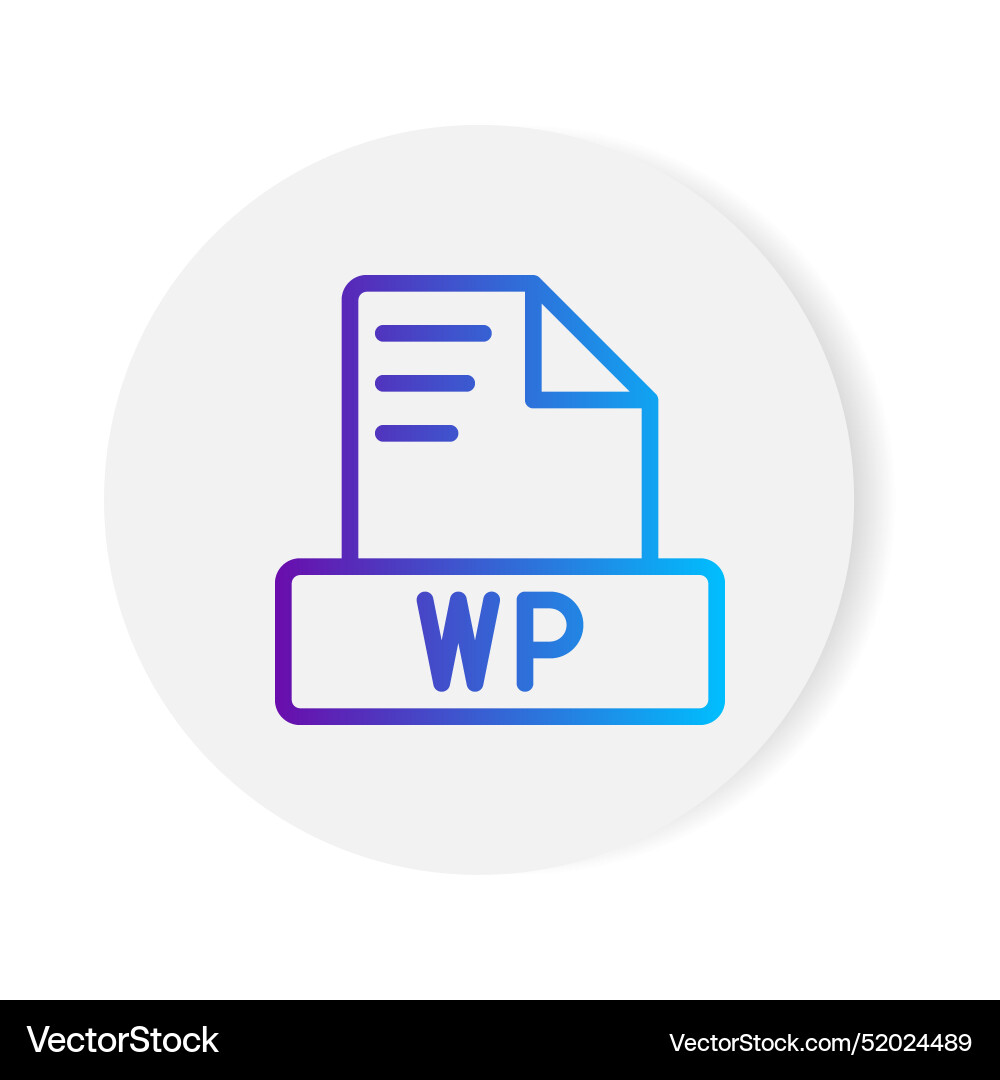 Wp document format file icon with gradient Wp document format file icon with gradient Vector Image