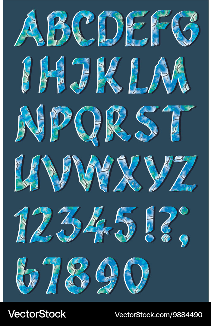 Alphabet letters with numbers in retro style vector image