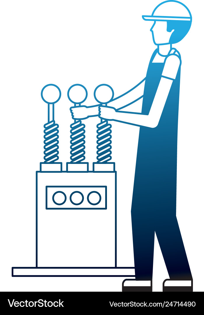 Auto mechanic with control machine engine design Vector Image